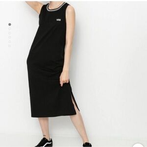 Vans Women’s Sleeveless Tank Dress Black Check Small Cotton Casual Midi